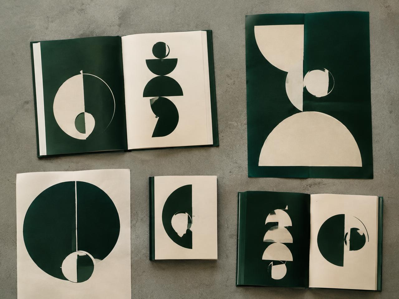 Bogopslag og plakater med geometriske former
